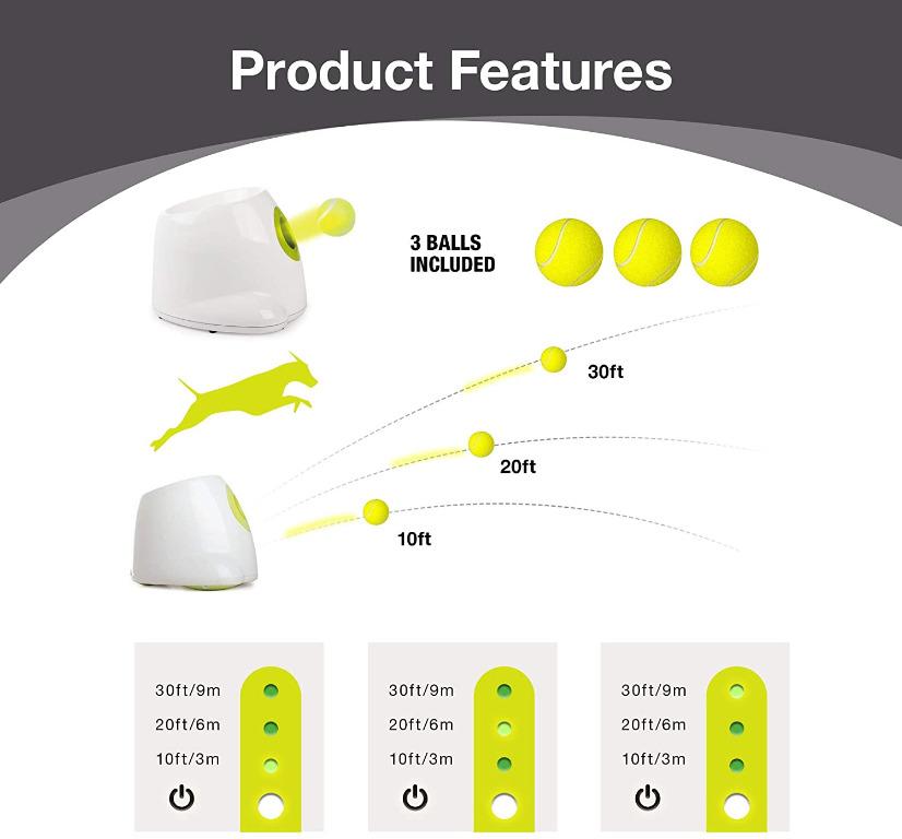 Pet Prime Automatic Dog Ball Launcher Dog Interactive Fetch Toy Dog