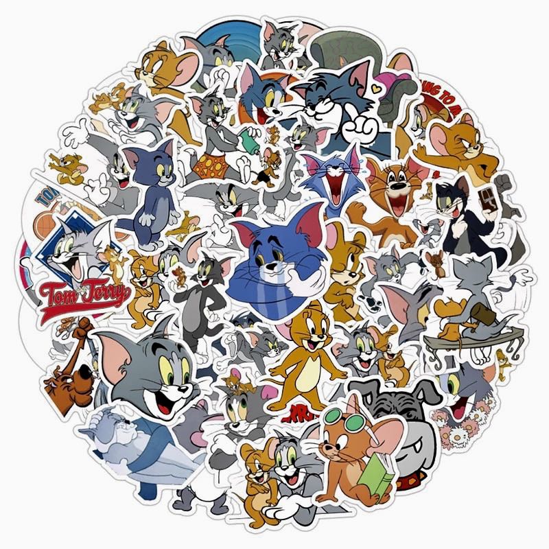 (Stickers) 50pc Tom And Jerry Cat Mouse Chase Best Friends Nostalgic ...