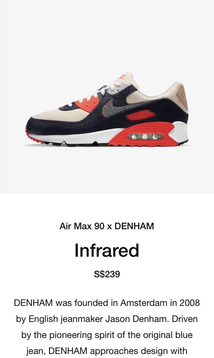 WTS nike air max 90 x denham, Men's Fashion, Footwear, Sneakers on Carousell