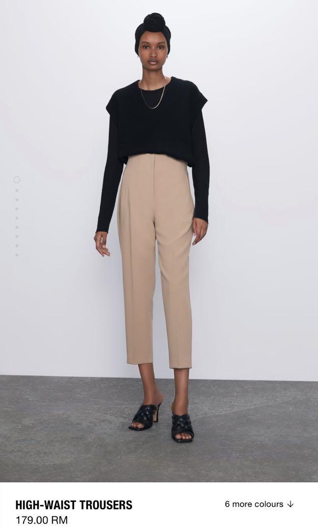 Zara High Waist Trousers in Camel, Women's Fashion, Bottoms, Other