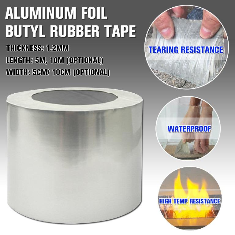10cmx5m Super Waterproof Tape Butyl Rubber Aluminum Foil Tape For Roof Pipe Wall Floor Repair Self Adhesive 防水止漏胶带 Home Furniture Others On Carousell