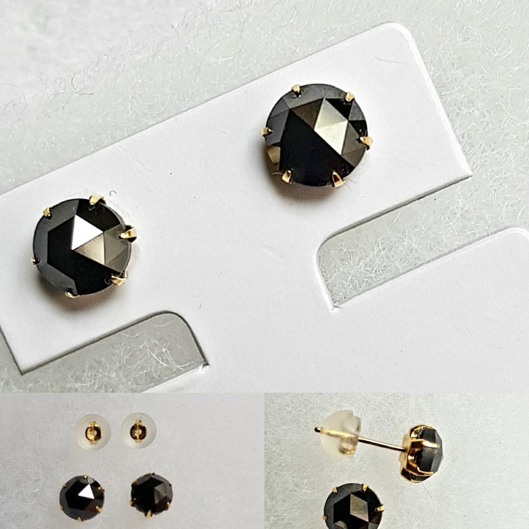 Buy 1 Carat Black Diamond Stud Earrings Vintage Style 14K Black Gold  Handmade Gallery Designs Certified Online in India - Etsy