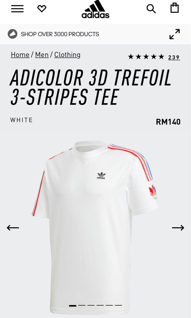 ADIDAS 3D TREFOIL 3 STRIPES TSHIRT Men s Fashion Tops Sets