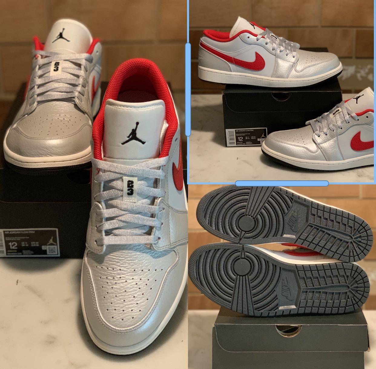 Air Jordan 1 Low Metallic silver University Red White