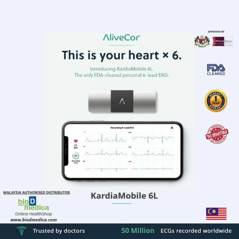 Alivecor Kardiamobile 6l Fda Cleared Wireless 6 Lead Ekg Works With Smartphone Detects Afib Or Normal Heart Rhythm In 30 Seconds Electronics Others On Carousell