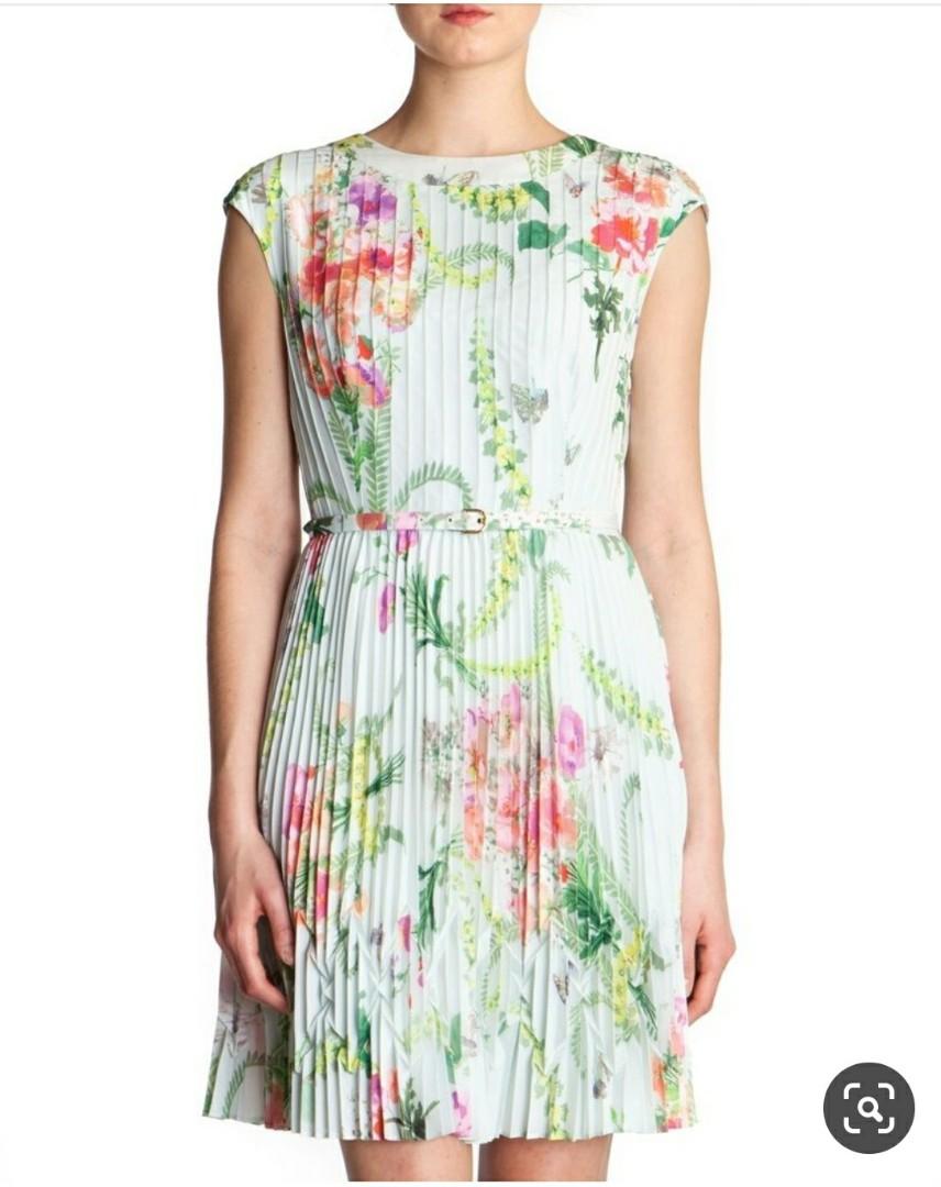 Bargain Ted Baker dress PERLAA wallpaper floral pleated dress Size 2 local mail included