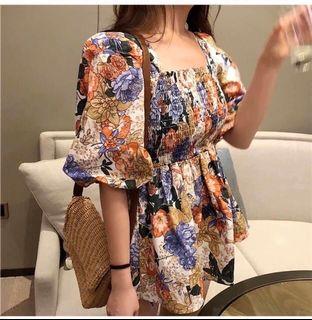 Floral Mini dress long blouse