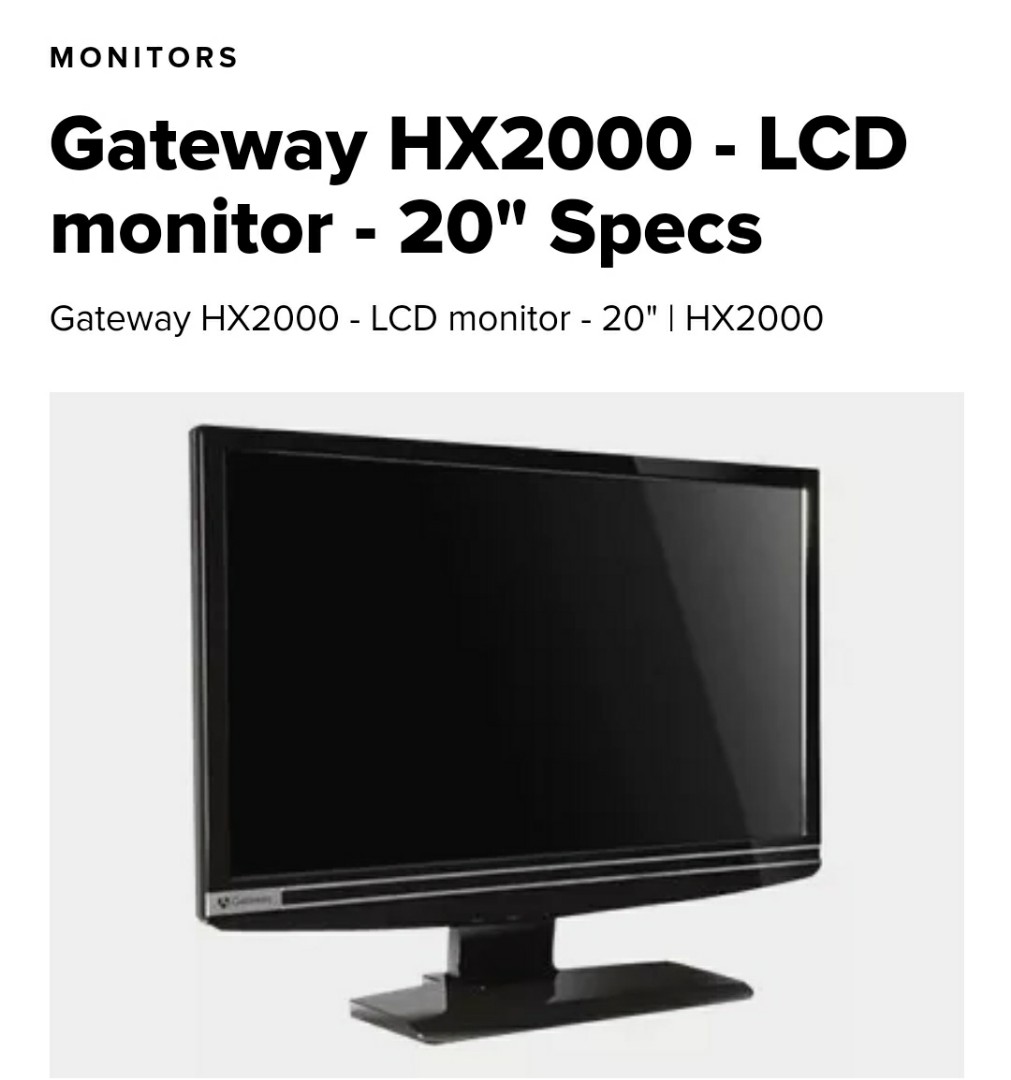 Gateway LCD Monitor (Model HX2000), Computers & Tech, Parts
