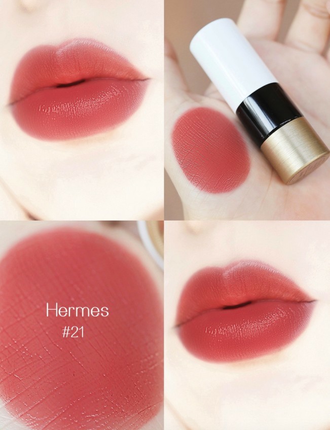 Hermes Satin Lipstick 緞光唇膏#21 Rouge Rose Epice Satine Hermes 21 現貨, 美容＆化妝品,  健康及美容- 皮膚護理, 化妝品- Carousell