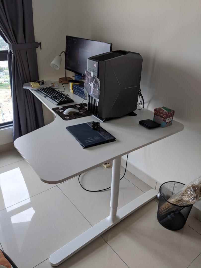 ikea bekant white work desk home furniture furniture on carousell