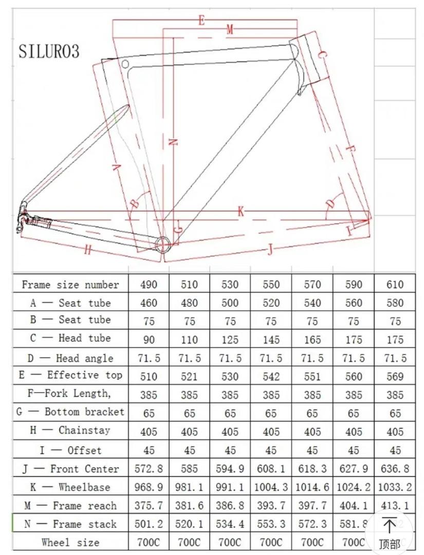 Java road shop bike size chart