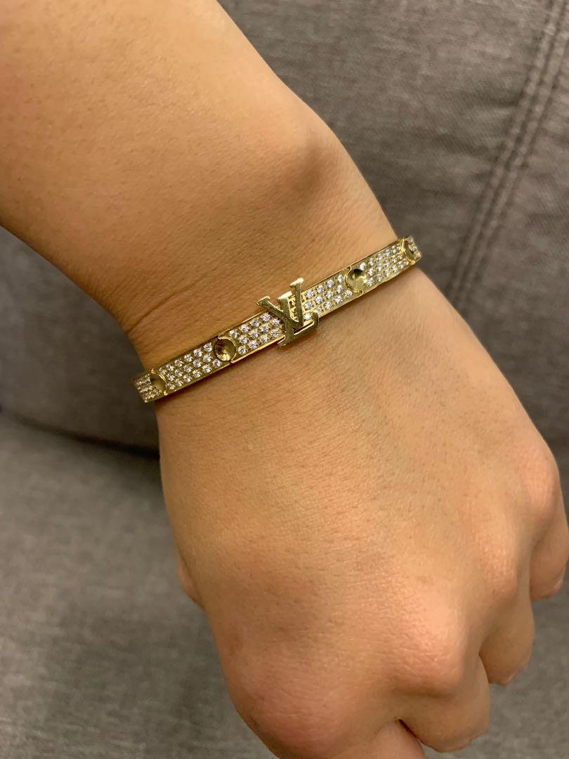Louis Vuitton Diamond Gold Bangle Bracelet at 1stDibs