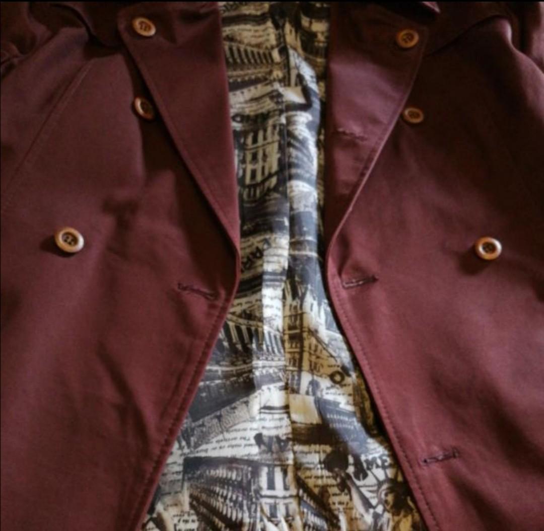 Military Style Slim Fit Jacket Maroon Colour Men s Fashion Bags