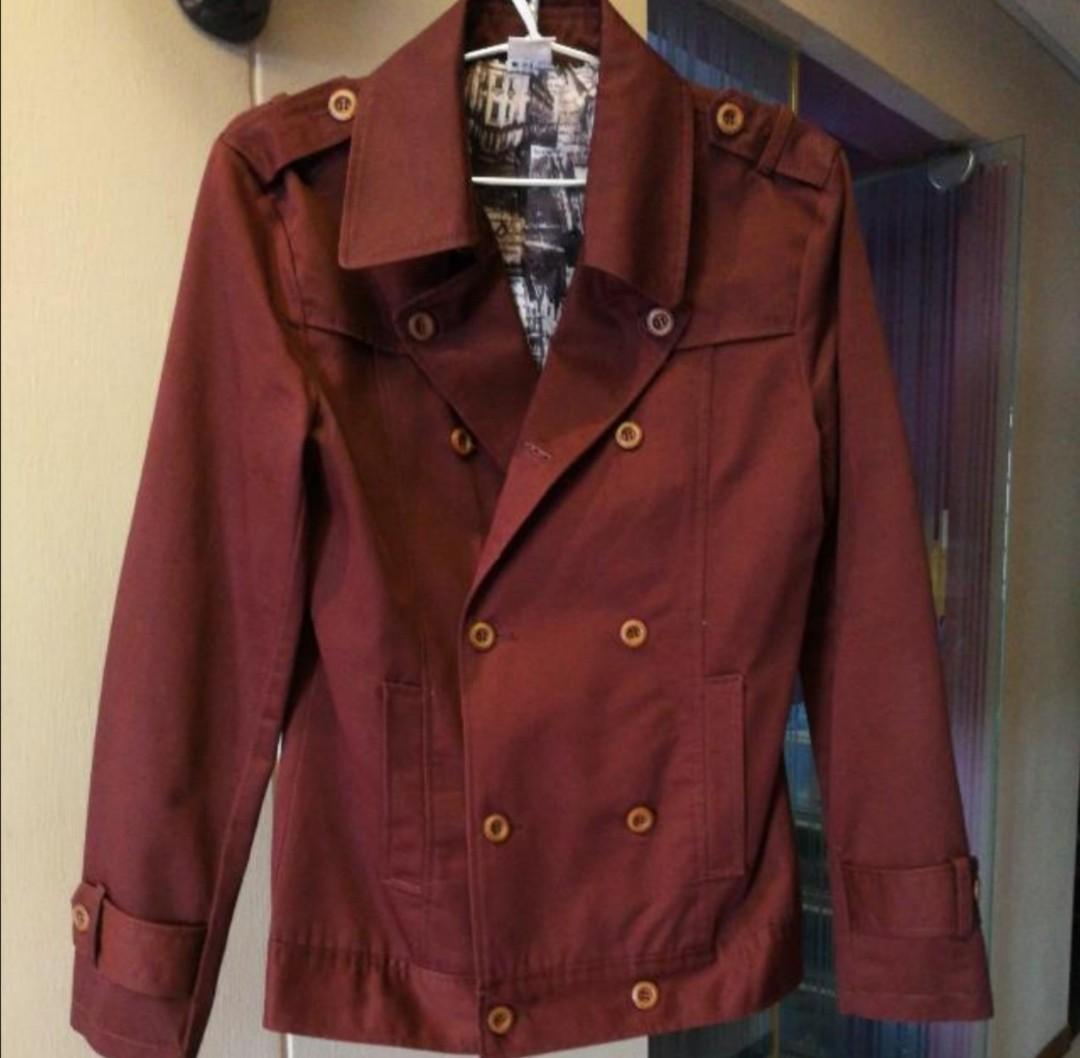 Maroon military jacket discount