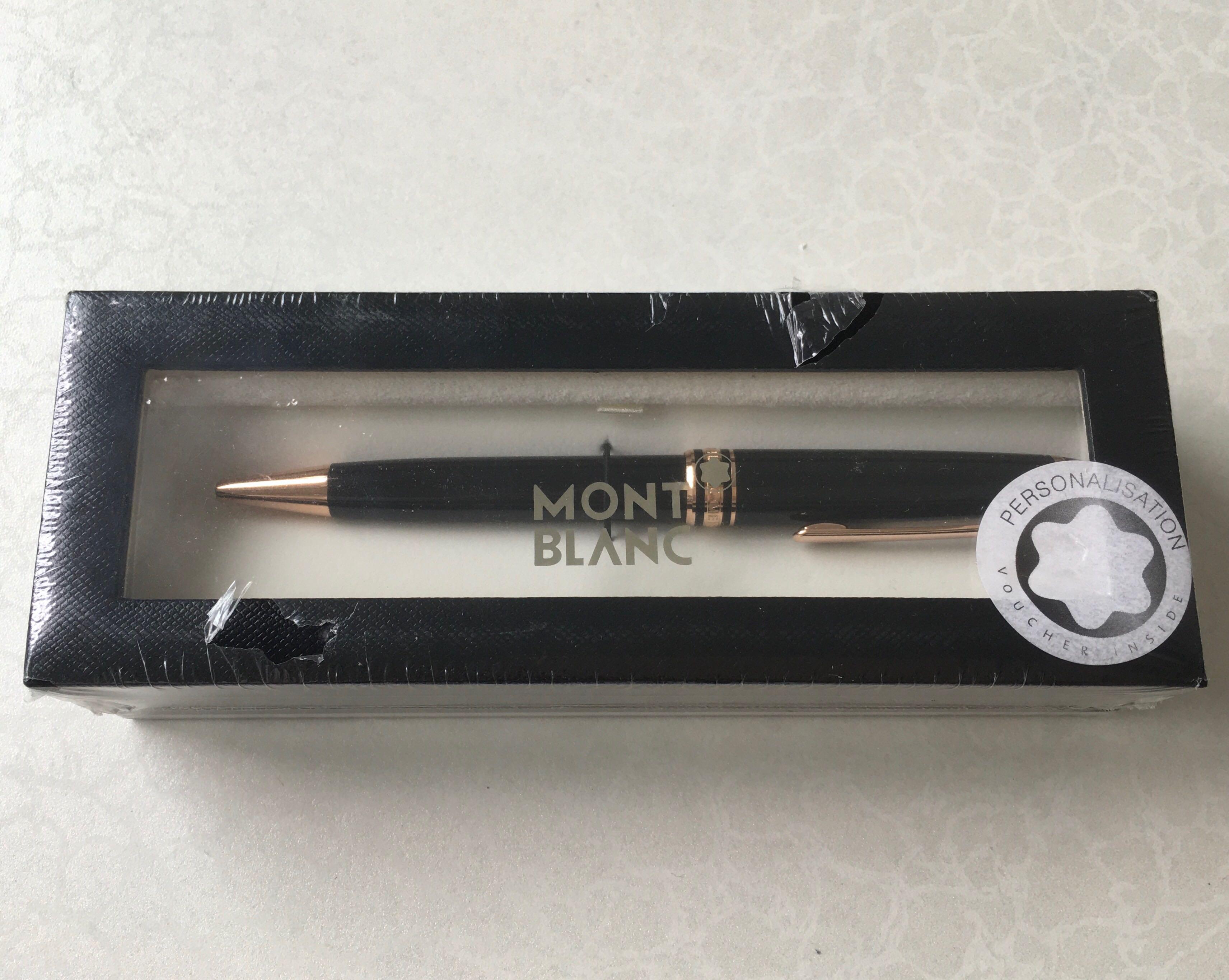 Mont Blanc Black Meisterstuck Rose Gold Coated Classic Fountain