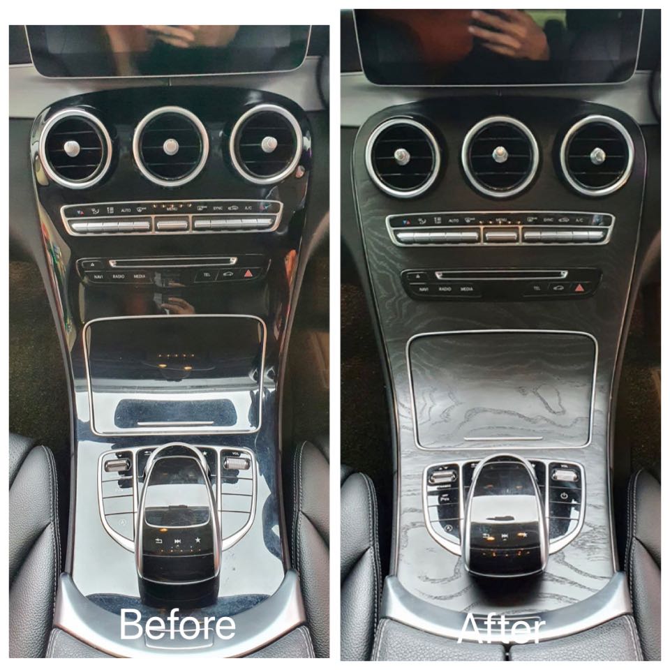 original mercedes center console in open pore black ash wood retrofit for c class w205 and glc class x253 with or without clock plug and play car accessories accessories on carousell