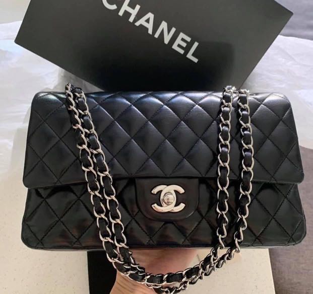 RARE Chanel Double Flap Lambskin MEDIUM SHW Series 13. Great Condition,  Luxury, Bags & Wallets on Carousell