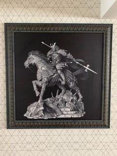 Shogun Batman print on canvas with authentic wooden ornate frame