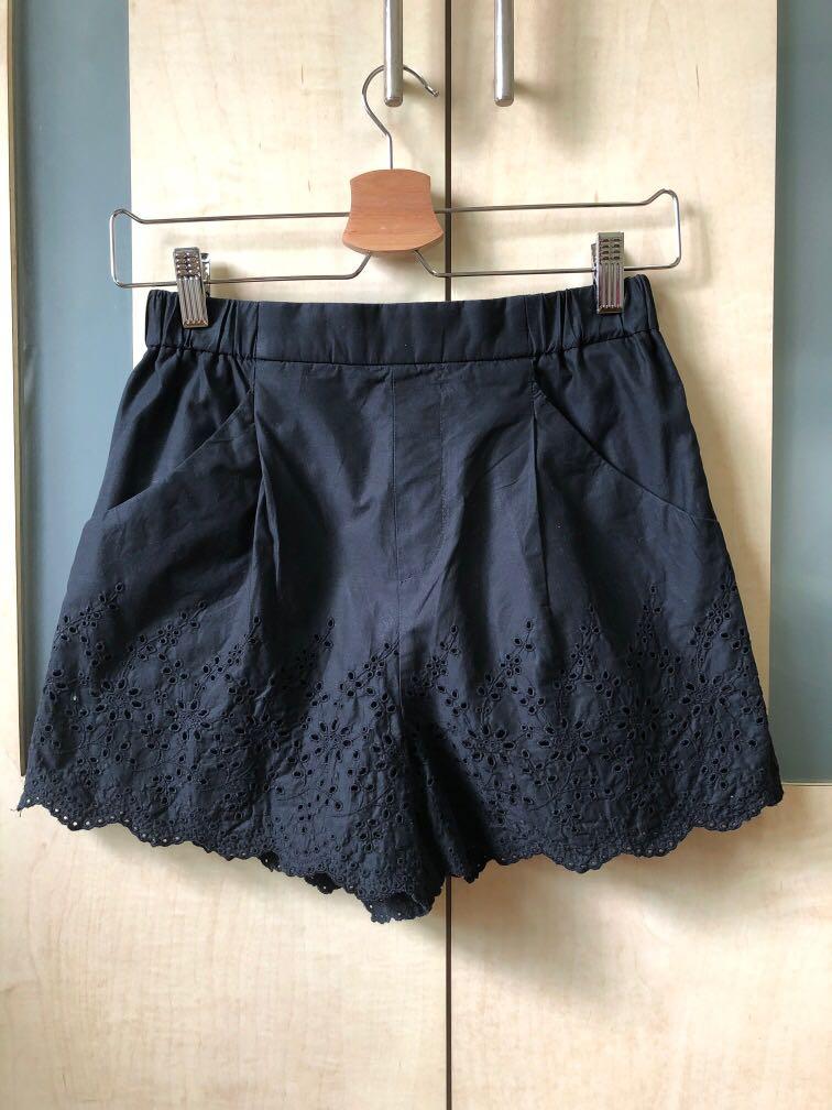 black eyelet shorts