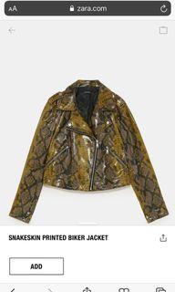 Zara snake skin printed biker jacket