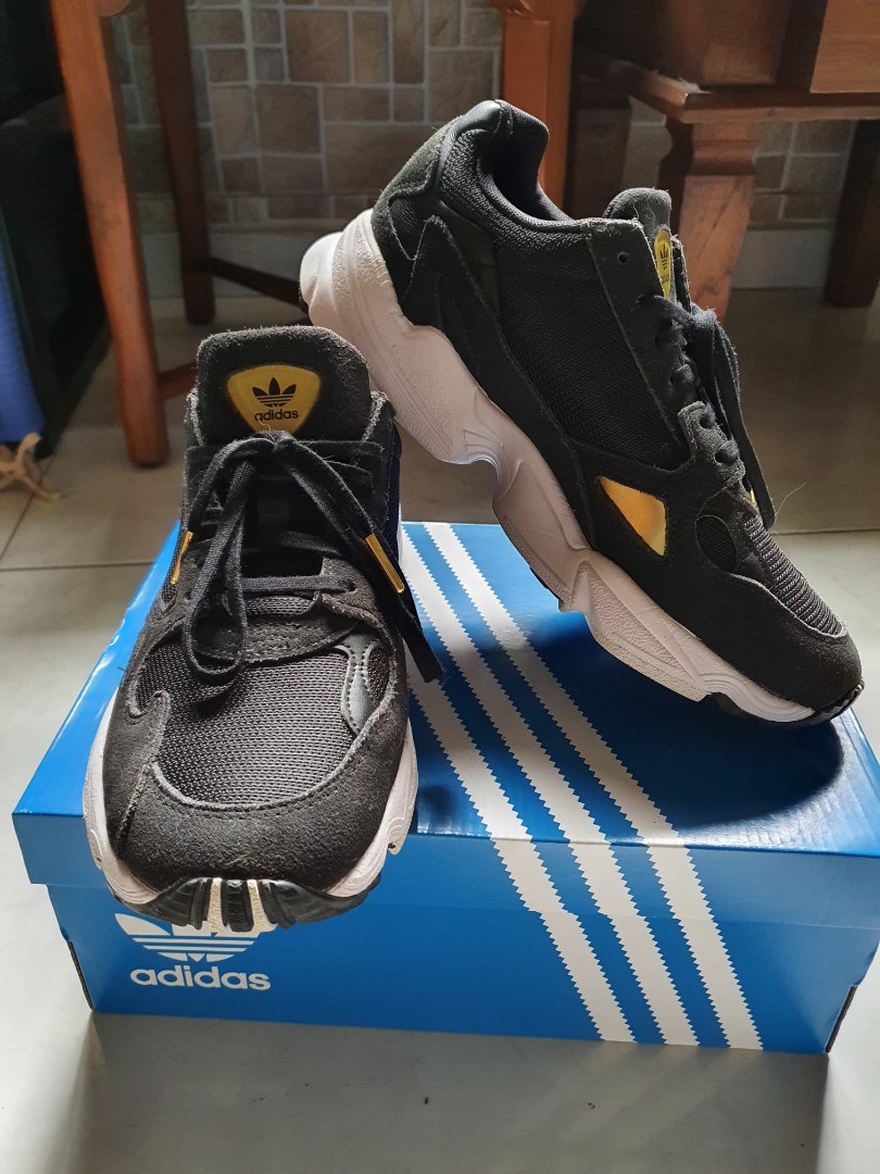 Adidas Falcon Black Gold Men s Fashion Footwear Sneakers on Carousell