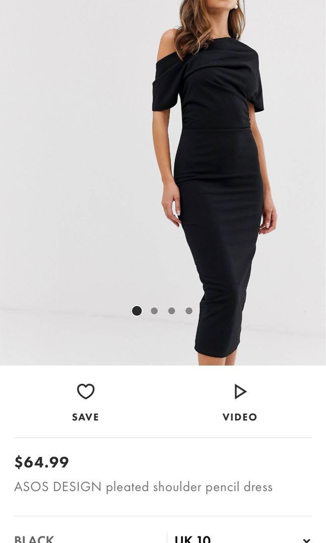 Asos design pleated shoulder pencil dress top