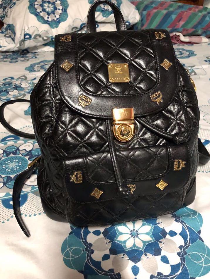 mcm leather backpack