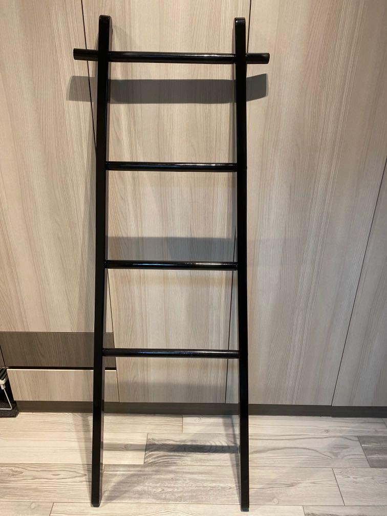 Black Wooden Lacquer Clothes Towel Ladder Rack Bathroom Storage Furniture Others On Carousell