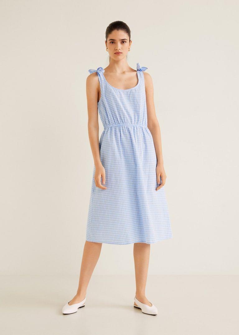 mango gingham midi dress