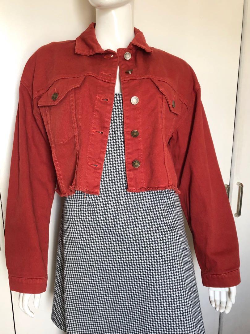 Brand New Auth Forever 21 Denim Casual Cropped Jacket RUST Women s Fashion Coats Jackets and Outerwear on Carousell