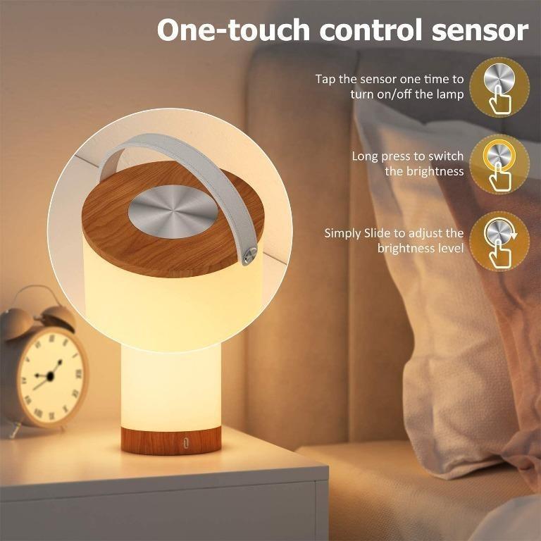 Taotronics rechargeable touch sensor bedside lamp led table lamps cheap for bedroom with internal battery up to 110 hours operation