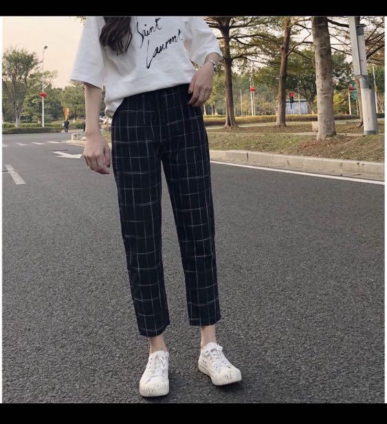 Casual check pants cheap