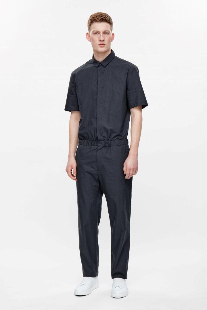 Navy Pin Stripe Fitted Mens Jumpsuit - Shop Now – RomperJack