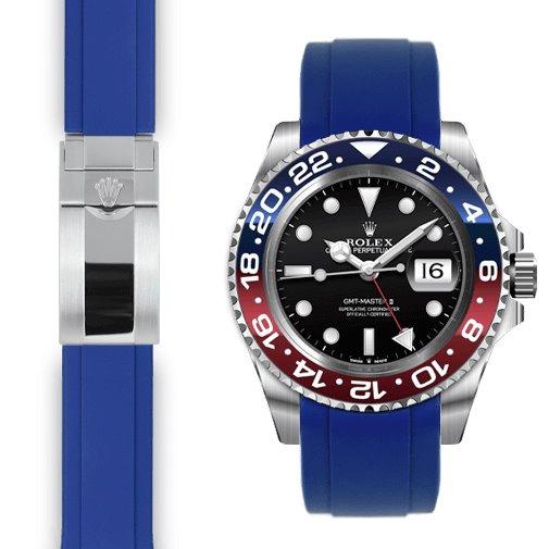 Everest Band Curved End Rubber Strap on Rolex Deployant Buckle