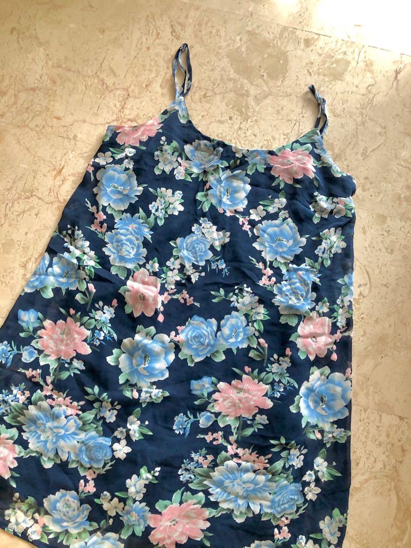 Forever 21 Blue Floral Dress Medium Women S Fashion Clothes Dresses Skirts On Carousell