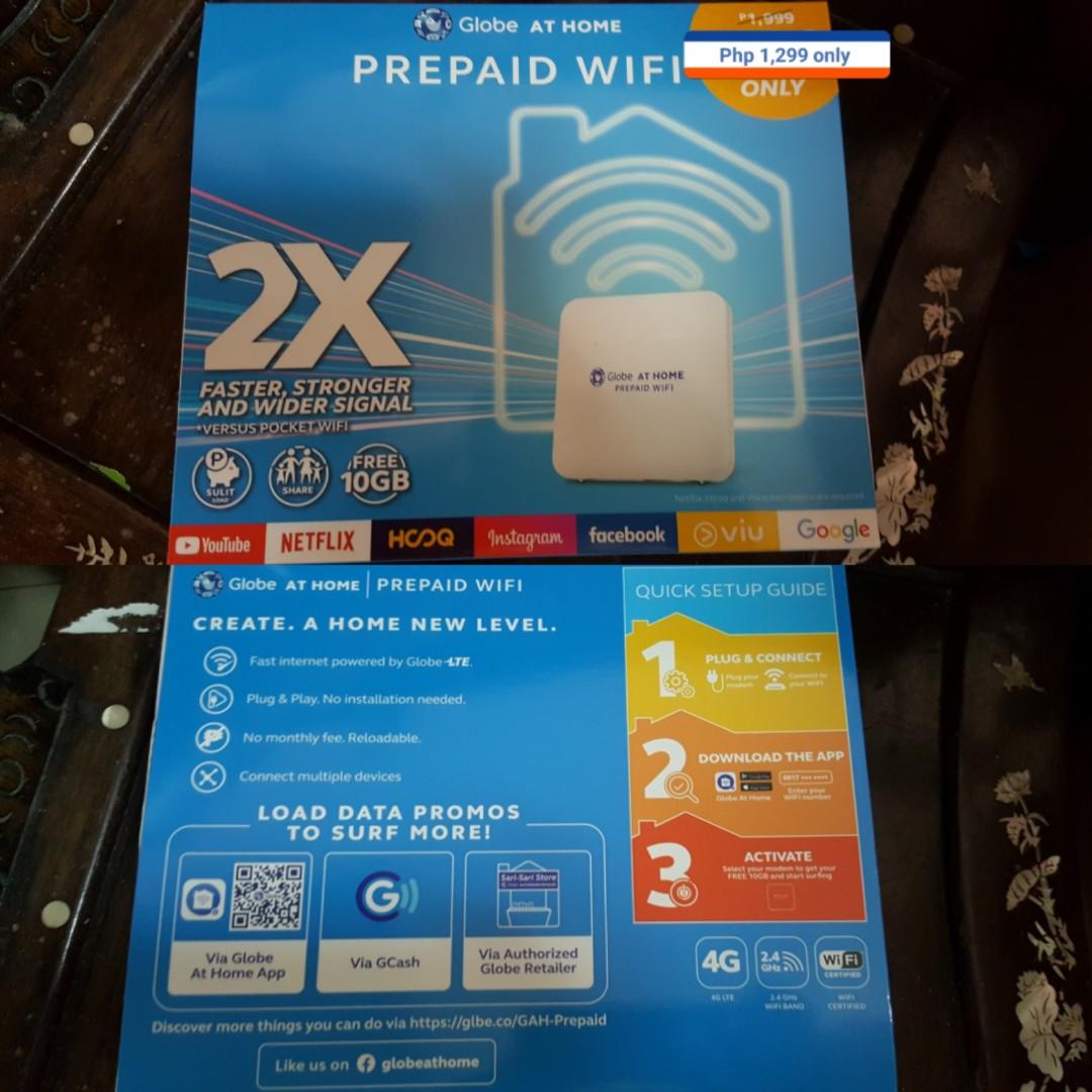 globe home wifi (Category: Networking) located in Cebu City. Submitted by monsterheart (Listing ID 1037874295, Image 2). Description: 1999 before now 1299 only with free 10gb :).