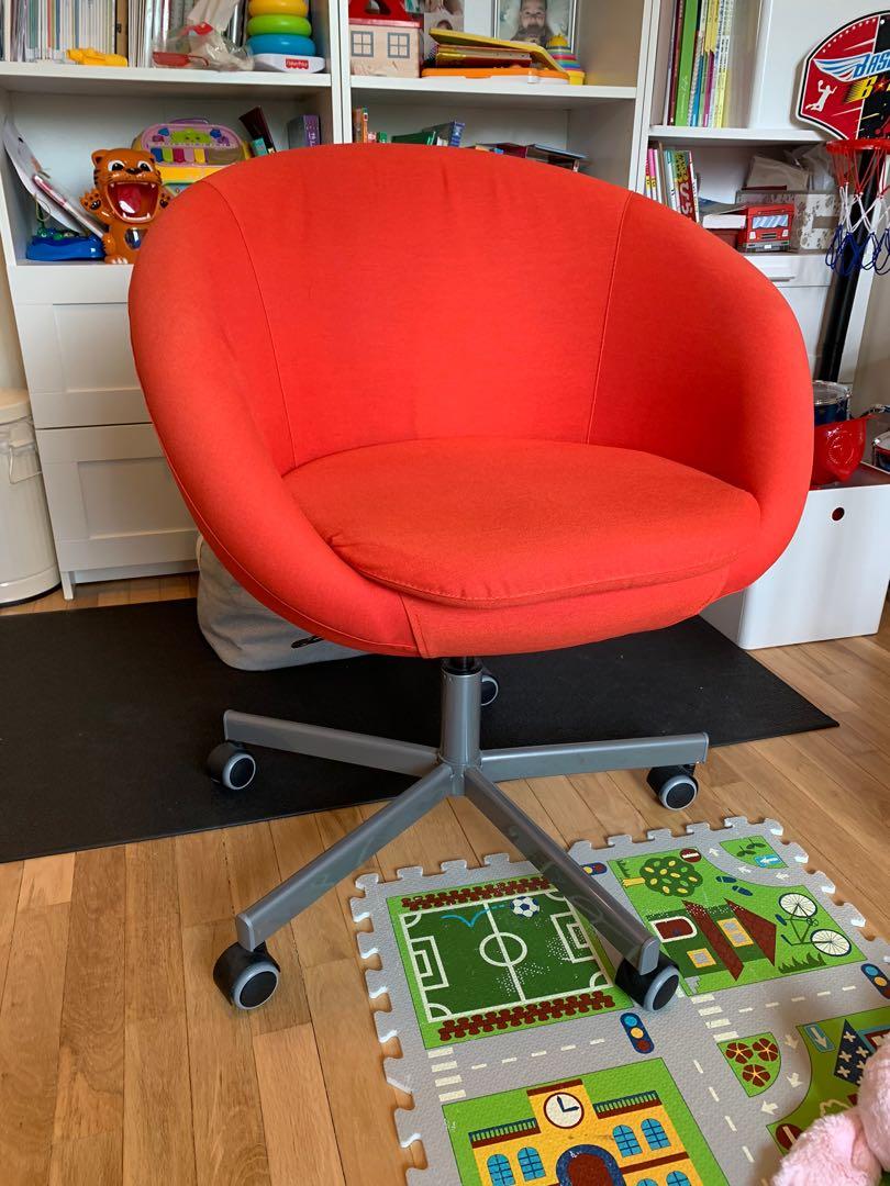 IKEA red Swivel Chair Furniture Home Living Furniture Chairs on Carousell