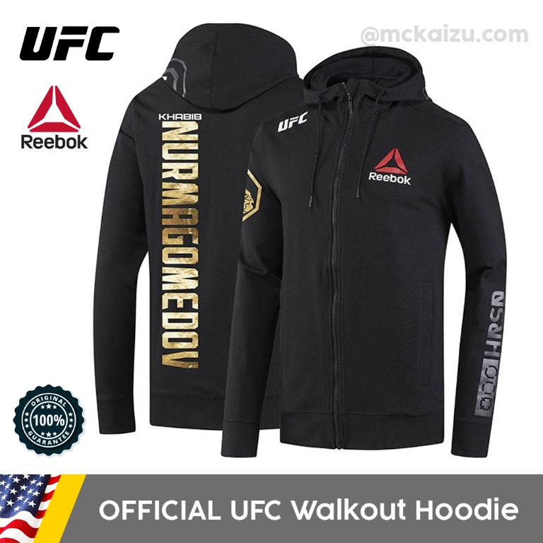 M L Authentic Reebok Champion UFC Walkout Hoodie QR Code Khabib Nurmagamedov Event Worn