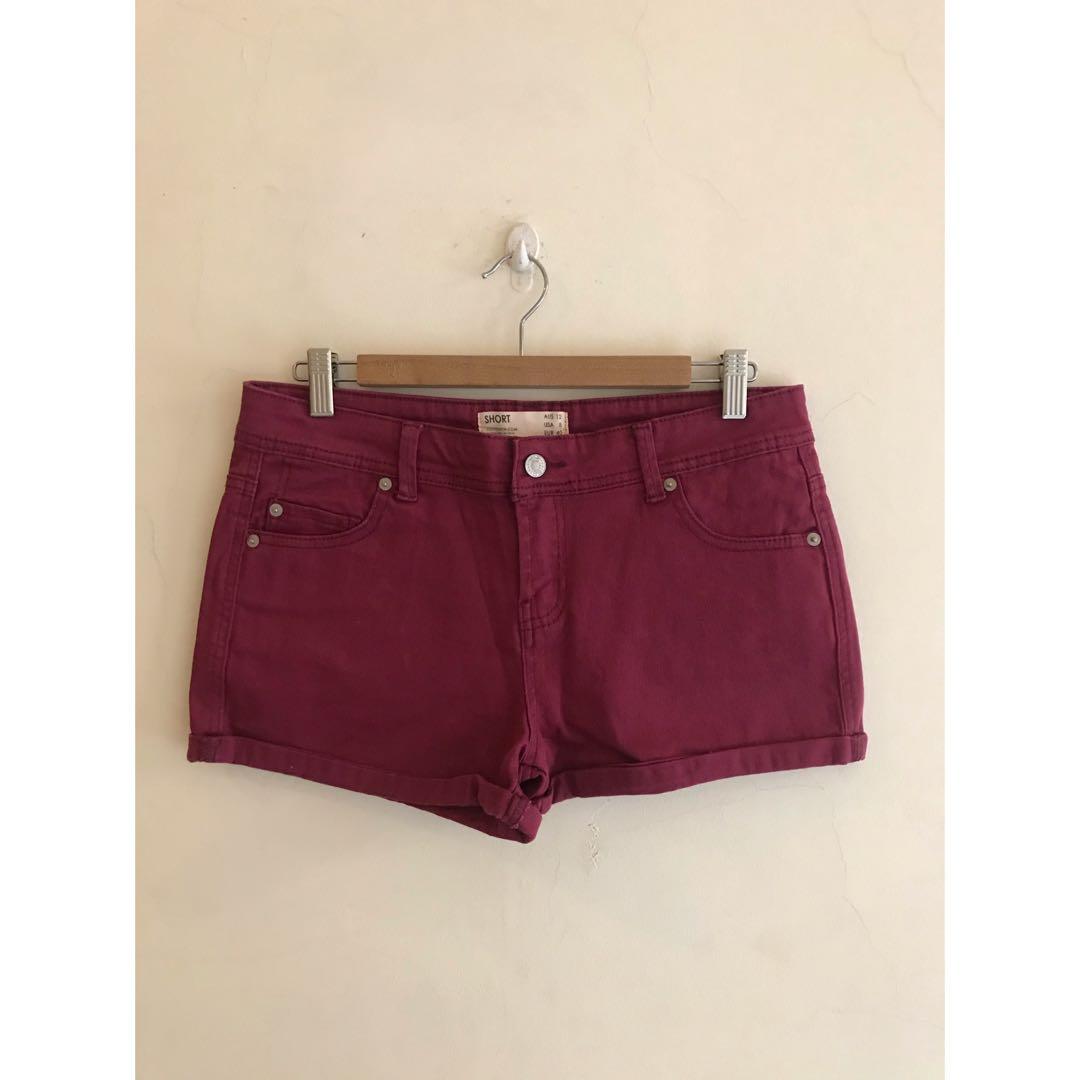 Red jean shorts store