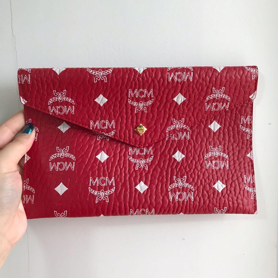Sale MCM Envelope Clutch Red Women s Fashion Bags Wallets Clutches on Carousell