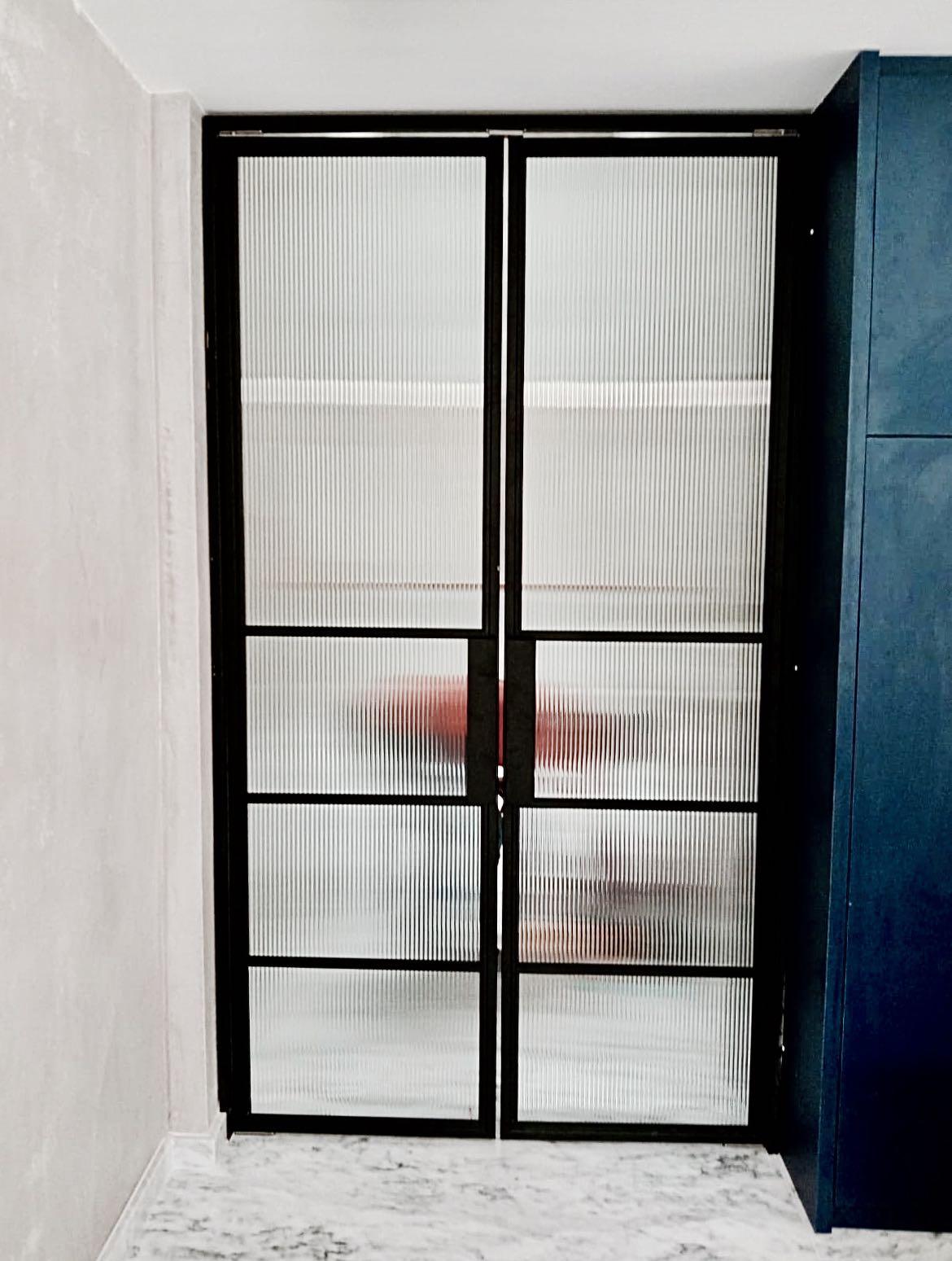Mild Steel Swing Door W Ribbed Glass Insert Home Services Renovations On Carousell