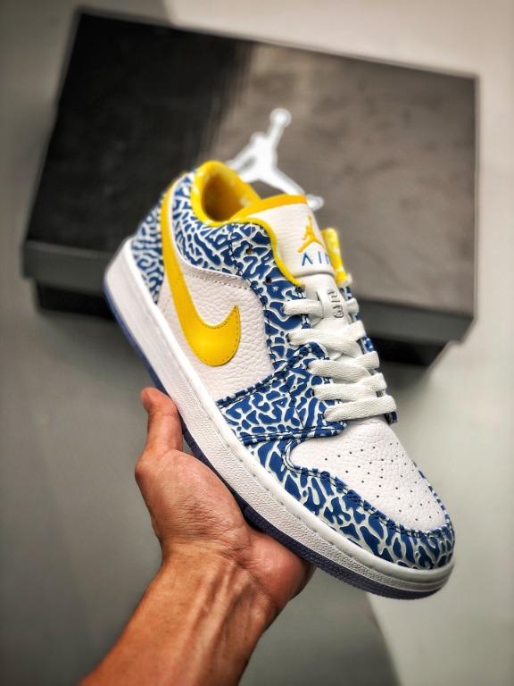 Nike Air Jordan 1 Low Yellow Blue Shoes For Men And Women Women S Fashion Shoes Sneakers On Carousell