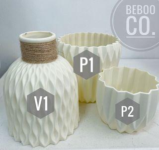 Nordic Style Origami Plastic Vase and Pots Set