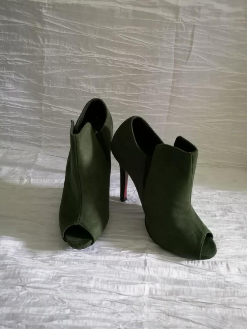 Green Suede Pointy Toe Stiletto Heels Pumps Office Shoes|FSJshoes