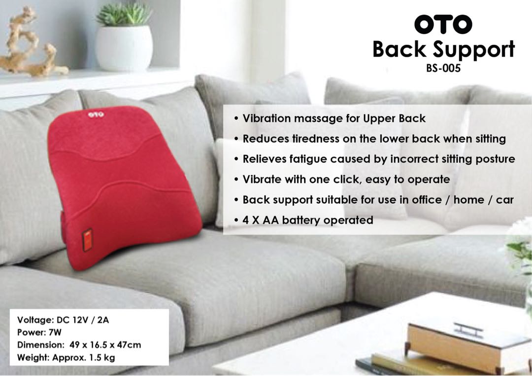 Oto Portable Back Support Bs 005 Furniture Others On Carousell