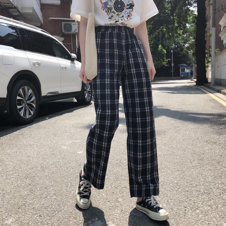 plaid pants loose