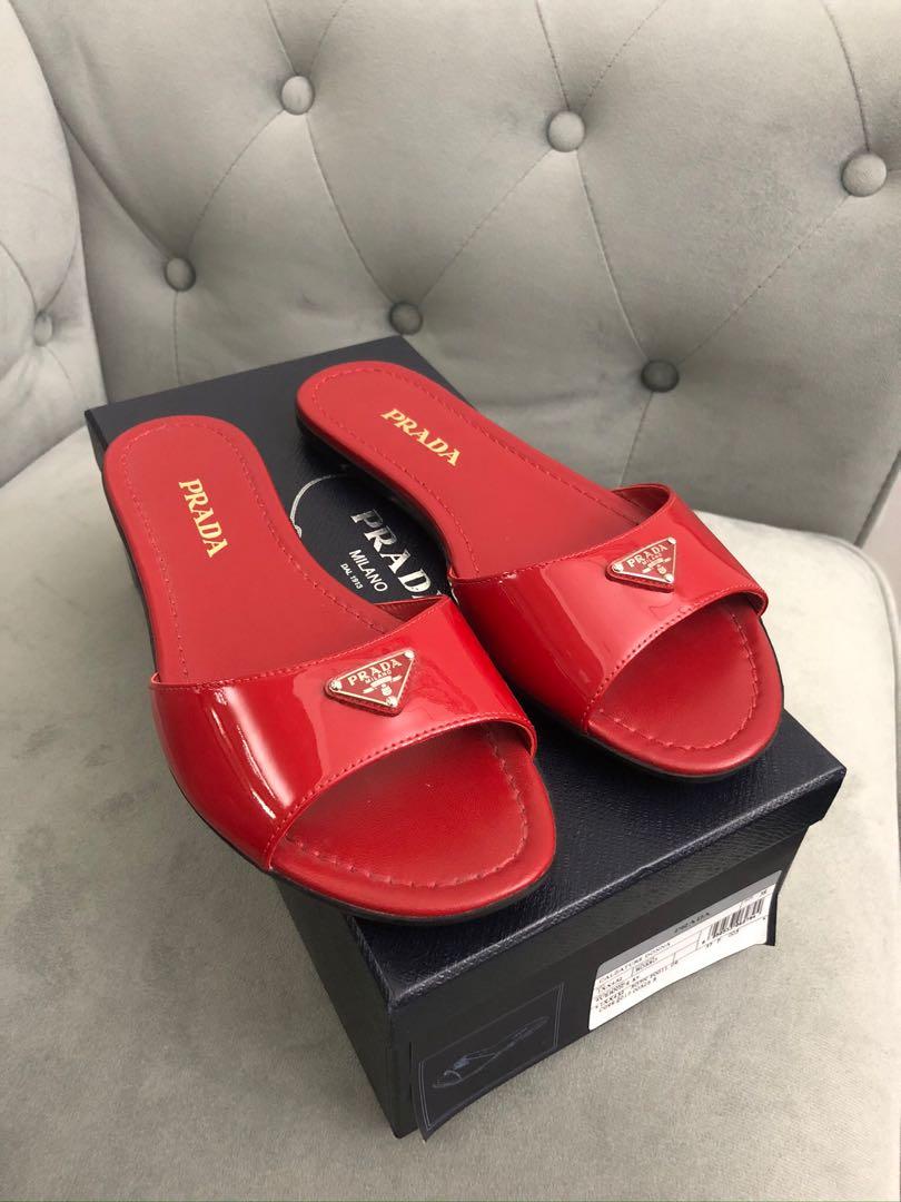Red prada slides sales
