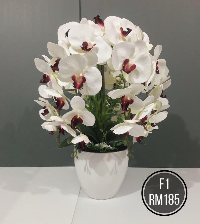 Pre Order Gubahan Orkid Murah 6 Tangkai Artificial Orchid Home Furniture Home Decor On Carousell
