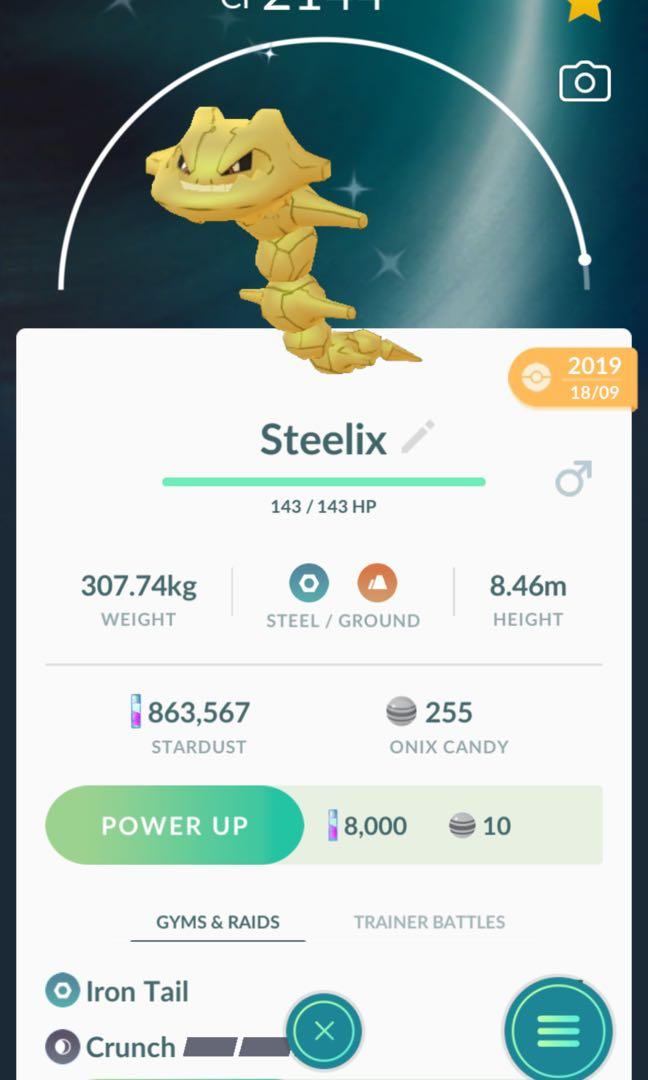 Shiny Steelix Pokemon Go Video Gaming Gaming Accessories Game Gift Cards Accounts On Carousell