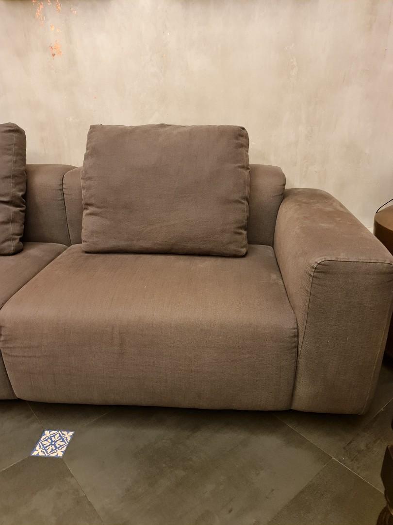Sofa (Category: Sofas) located in Singapore. Submitted by vek77 (Listing ID 1037992313, Image 3). Description: A custome made sofa made last year. Light grey fabric. Letting go cos redoing the living seating Excellent condition. L is 315 cm, width is 85 cm and Height is 70vm.